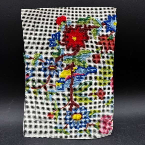 Other - Vintage Floral Needlepoint Kit Canvas & Yarn Small Multicolor Boho Cottage